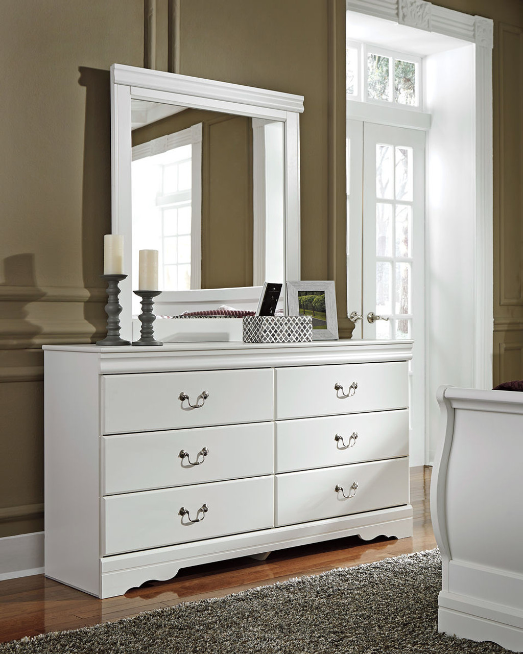 Anarasia White Dresser & Mirror by Signature Design by Ashley at