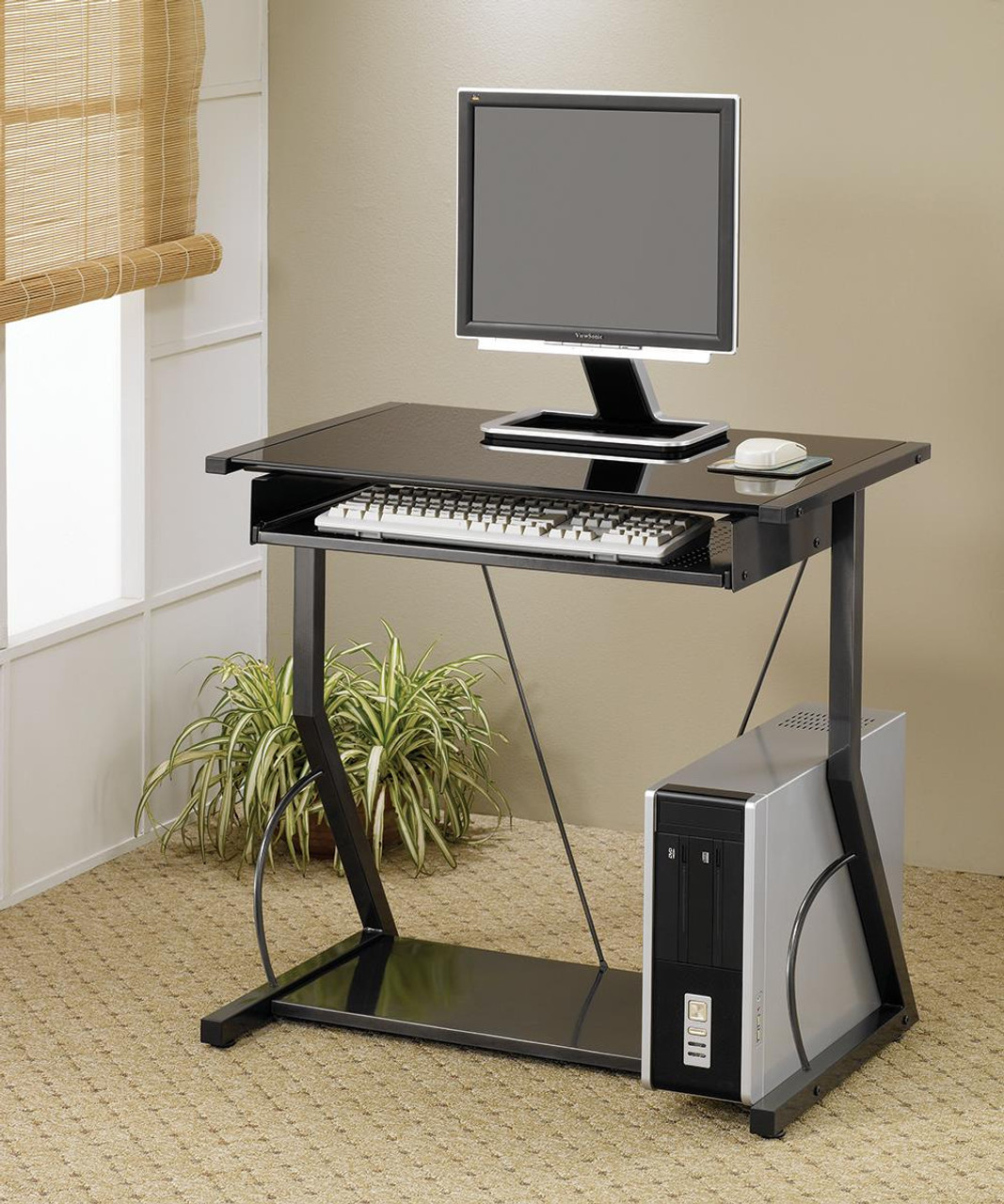 Home Office : Desks - Computer Desk With Keyboard Tray Black