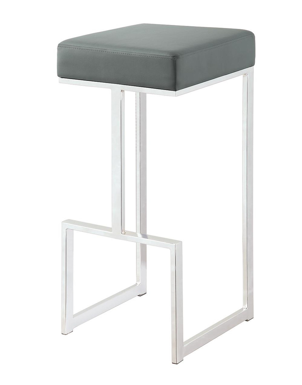 Bar Stools Metal Fixed Height Grey Square Bar Stool Grey And