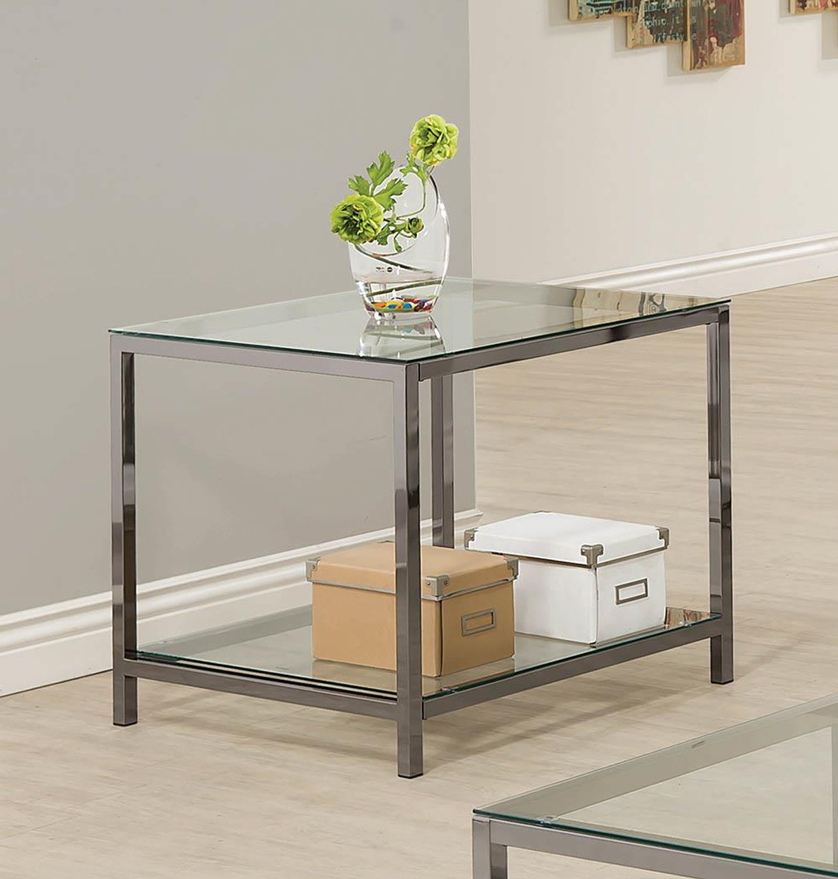 glass shelf table