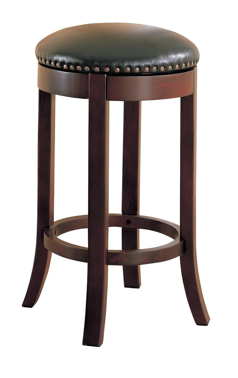 Bar Stools: Wood Fixed Height - Dark Brown - Swivel Bar Stools