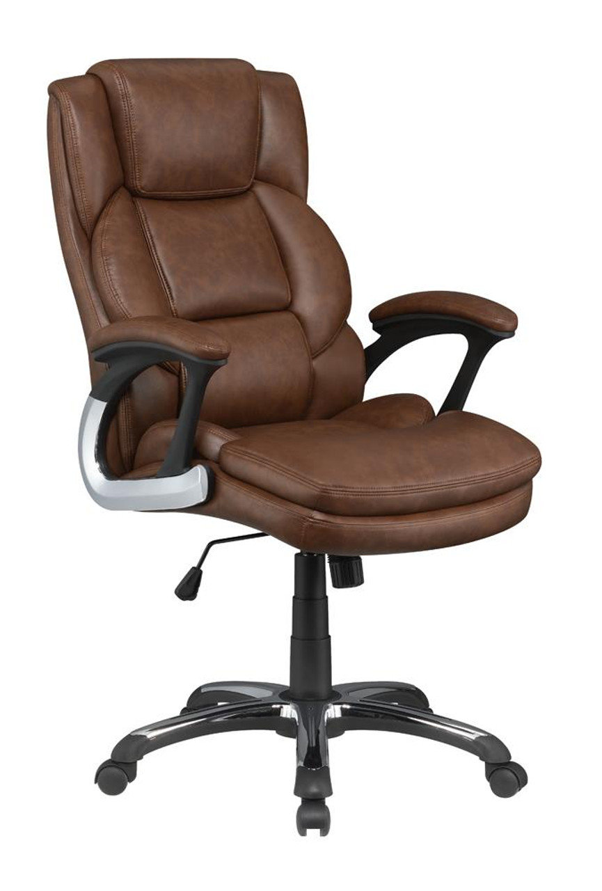 Brown - Adjustable Height Office Chair With Padded Arm Brown And