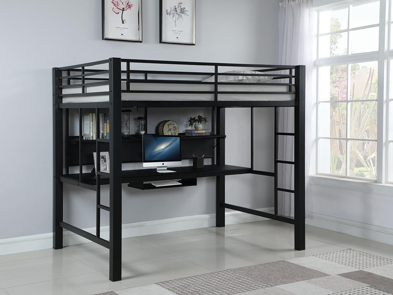 Loft bed with sales desk black