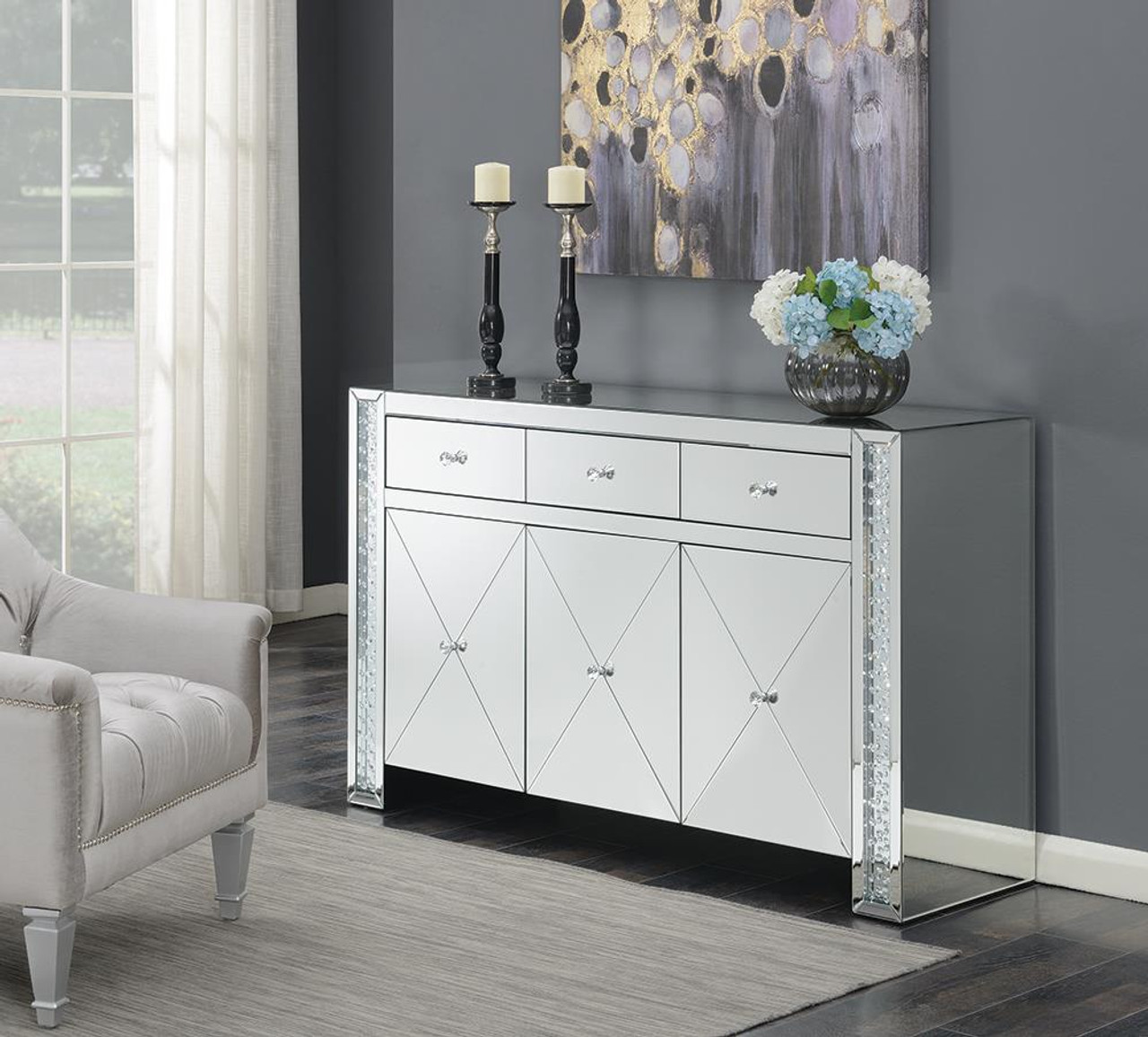 Accent shop cabinet silver