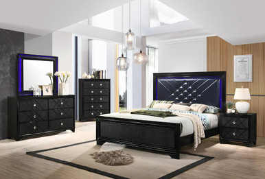 Black Isabella 5 Piece Bedroom  BNL3000-QBED/-CH/-M/-ND/-NTST