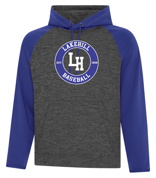 Lakehill Baseball - 2 Tone Polyester Fleece Hoodie  - Youth & Adult - Grey/Royal - Circle Logo