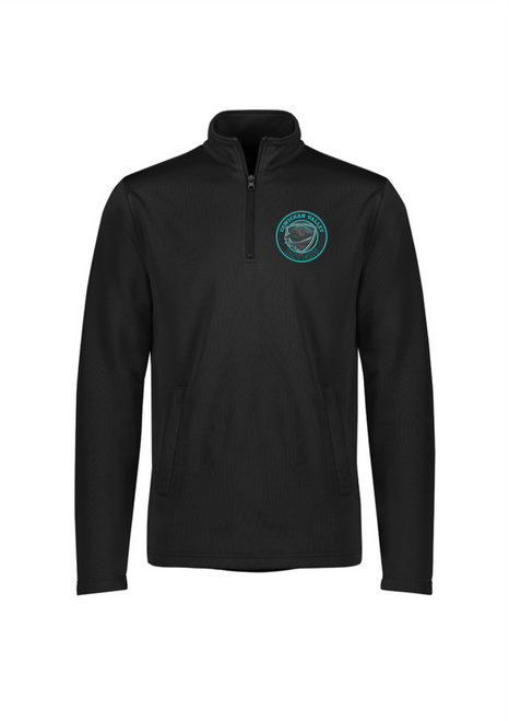 Cowichan Valley Ravens - Biz Hype 1/4 Zip Pullover  - Youth & Adult - Black- Full Color Front Logo