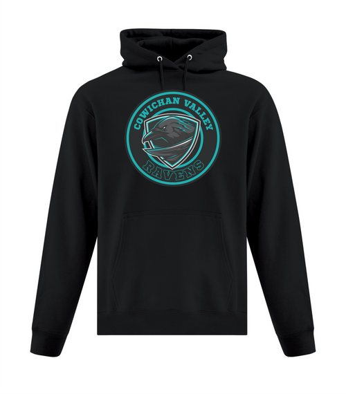Cowichan Valley Ravens - Fleece Hoodie  - Youth & Adult - Black- Front Logo