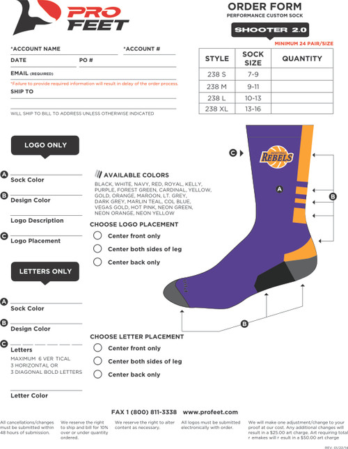 Rebels - Custom Socks - Viewing Page Only - Contact Association Directly For Ordering