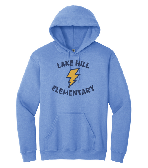 Lakehill Elementary School - Fleece Hoodie - Youth & Adult - Carolina Blue - Front Print