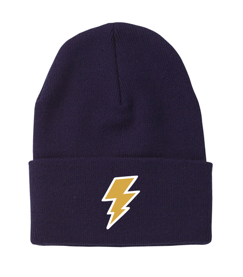 Lakehill Elementary School - Folded Toque - Navy - Embroidered Gold Lightning Bolt