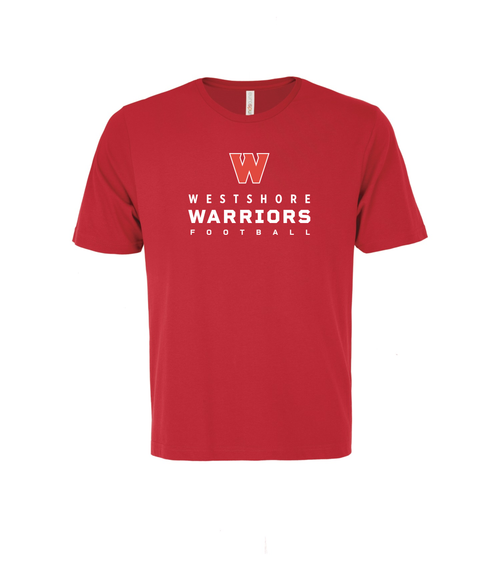 Westshore Football - EuroSpun Cotton Tshirt - Red - Youth & Adult - Front Print