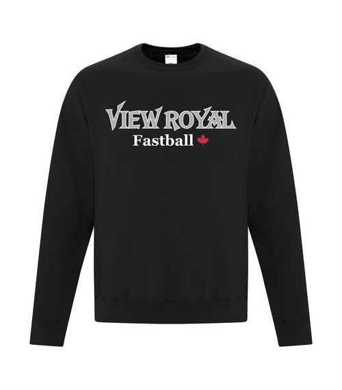 View Royal Fastball  - Crewneck Sweater - Black - Youth & Adult - Text Logo Front Print