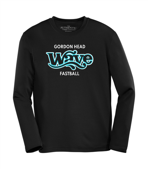 Gordon Head Fastball - Long Sleeve Dryfit Shirt - Black - Youth & Adult - Front Print
