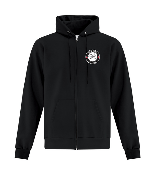 View Royal Fastball - Full Zip Fleece Hoodie - Black - Embroidered Left Chest Circle Logo