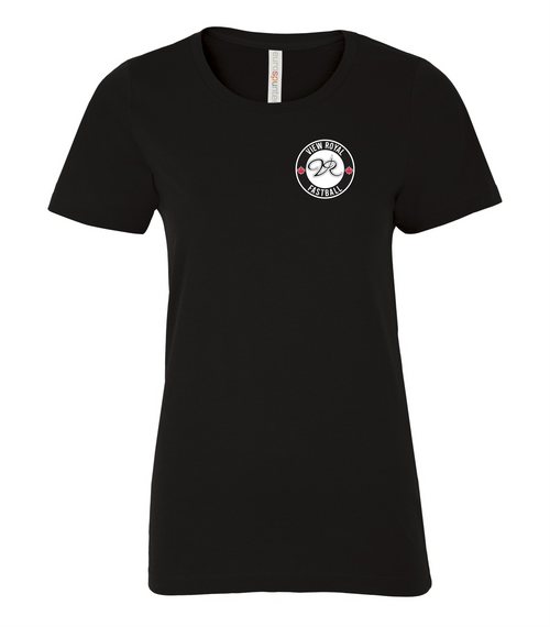 View Royal Fastball - EuroSpun Cotton Tshirt - Black - Ladies Sizing - Left Chest Print