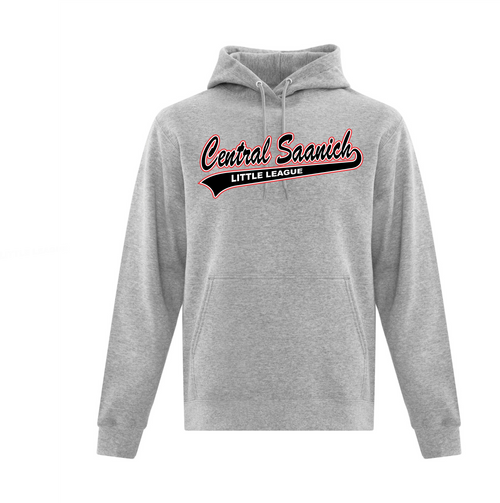 Central Saanich Little League - Fleece Hoodie - Youth & Adult - Sport Grey - Script Print-Black/White/Red