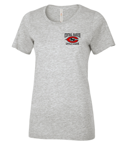 Central Saanich Little League - Ladies Euro Spun T-Shirt-Sport Grey-Left Chest