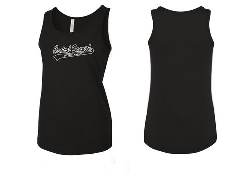 Central Saanich Little League - Ladies Euro Spun Tank Top-Black-Script-Black/White