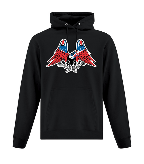 Victoria Esquimalt Lacrosse - Fleece Hoodie - Black - Youth & Adult - Front Print