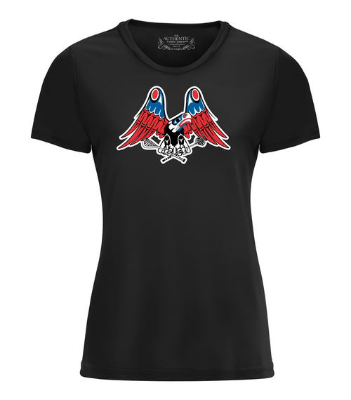 Victoria Esquimalt Lacrosse - S/S Dryfit Shirt - Black - Ladies Sizing - Front Print