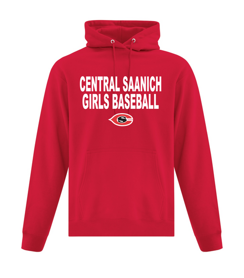 Central Saanich Little League Girls Baseball - Fleece Hoodie - Youth & Adult - Red - Full Front & Back Print