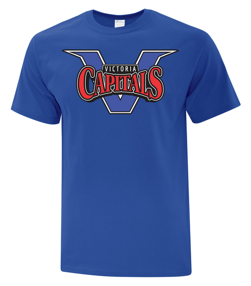 Victoria Capitals Baseball - T-Shirt- Youth & Adult - Royal-Full Front Print