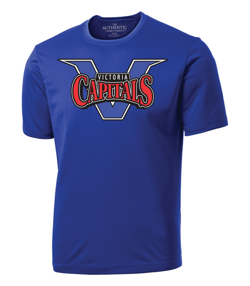 Victoria Capitals Baseball - Short Sleeve Dryfit Shirt - Youth & Adult - Royal-Full Front Print