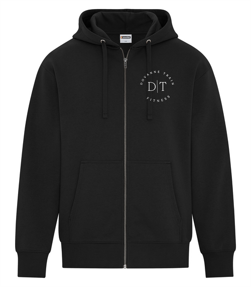 Dovanne Training - Heavy Fleece Full Zip Hoodie - Black - Adult Sizing - Embroidered Left Chest Logo