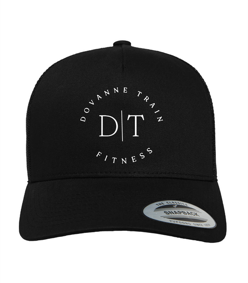 Dovanne Training - 5 Panel Trucker Hat - Black/Black - Embroidered Logo