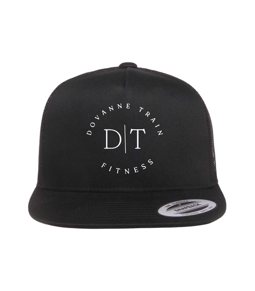 Dovanne Training - 5 Panel Flatbrim Hat - Black/Black - Embroidered Logo