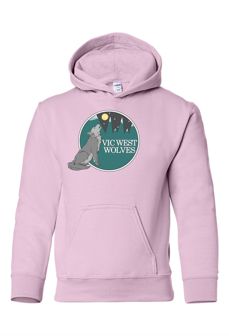 Vic West Elementary School - Fleece Hoodie - Youth & Adult - Light Pink - Full Front Print