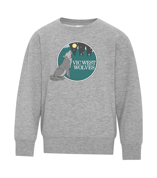 Vic West Elementary School - Crewneck Sweater - Sport Grey - Youth & Adult - Full Front Print