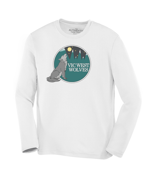Vic West Elementary School - Long Sleeve Dry Fit Shirt - Youth & Adult - White -  Full Front Print