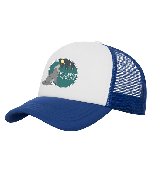 Vic West Elementary School - Foam Trucker Hat - White/Royal - Printed Logo