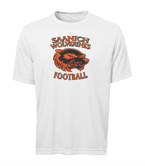 Saanich Wolverines Football - Short Sleeve Dryfit Shirt - White - Youth & Adult