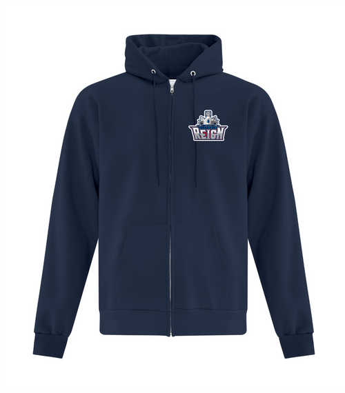 Reign - Full Zip Fleece Hoodie - Youth & Adult - Navy - Embroidered Logo