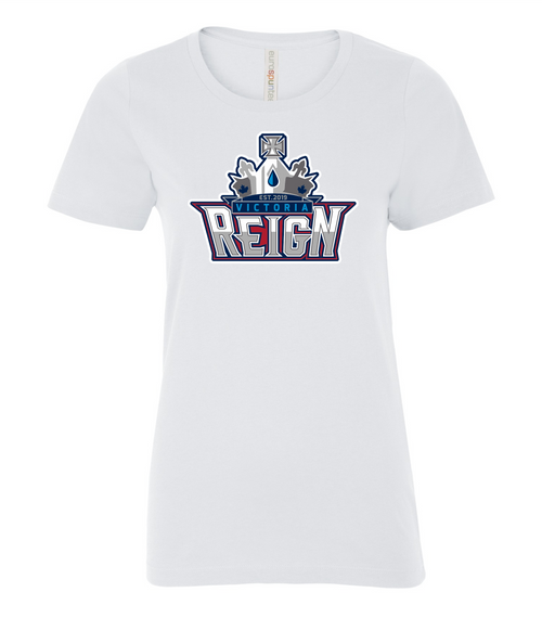 Reign - Ladies T-Shirts Euro Spun Cotton - White - F/F Full Color Logo