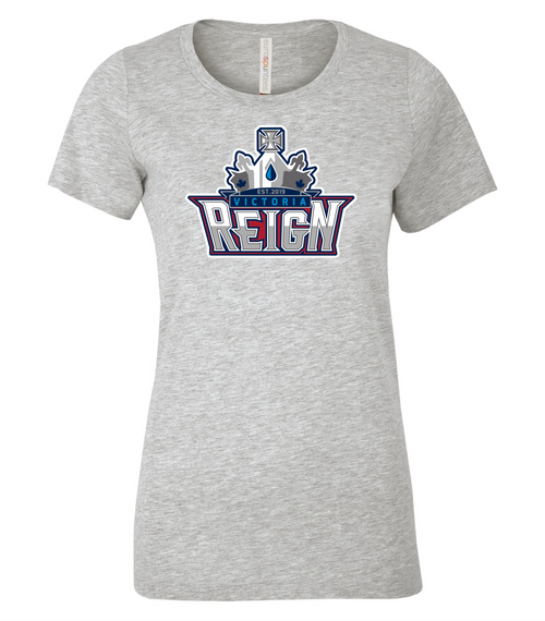 Reign - Ladies T-Shirts Euro Spun Cotton -F/F Full Color Logo-Grey