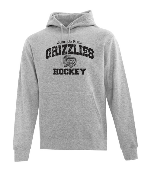 JDF Grizzlies - Fleece Hoodie - Youth & Adult - Sport Grey-FF Distressed Logo