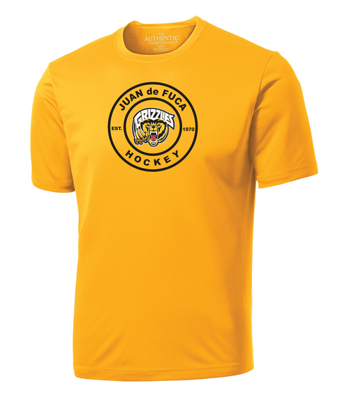 JDF Grizzlies - SS Dry Fit Shirt - Youth & Adults-Gold-FF Circle Logo