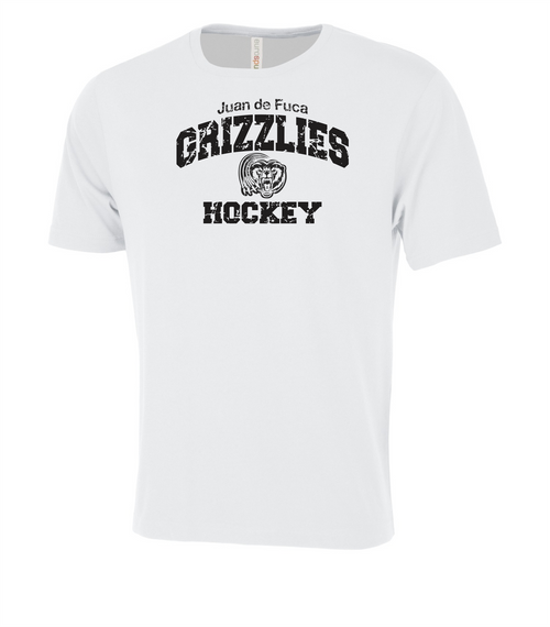 JDF Grizzlies - Short Sleeve T-Shirt - Youth & Adult -White-FF Distressed Logo