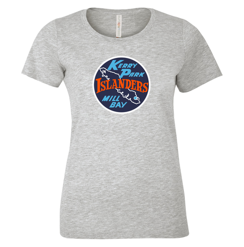 Kerry Park Islanders - Ladies T-Shirts Euro Spun Cotton-Sport Grey-Circle Mill Bay Logo