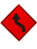 W1-4L REVERSE CURVE ARROW SYMBOL LEFT ROLL UP SIGN
