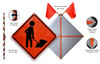 Workers Ahead Roll-Up Sign