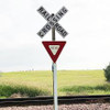 R15-1 RAILROAD CROSSBUCK WITH YIELD SIGN.