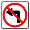 Black, Red, and White "No Left Turn" Sign, 24" x 24", High Intensity Prismatic Reflective Black, Red, and White "No Left Turn" Sign, 24" x 24", High Intensity Prismatic Reflective