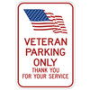 12x18 aluminum sign mockup – Veteran Parking Only, Thank You for Your Service with American flag design