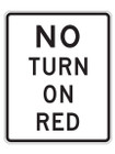 Black and White "No Turn On Red" Sign, 24" x 30", High Intensity Prismatic Reflective