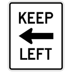 Black and White "Keep Left" 24" x 30", Reflective, High Intensity Prismatic, Arrow pointing to the Left